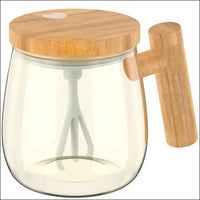 Glass jar with wooden lid and handle for the Electric Stirring Mug design