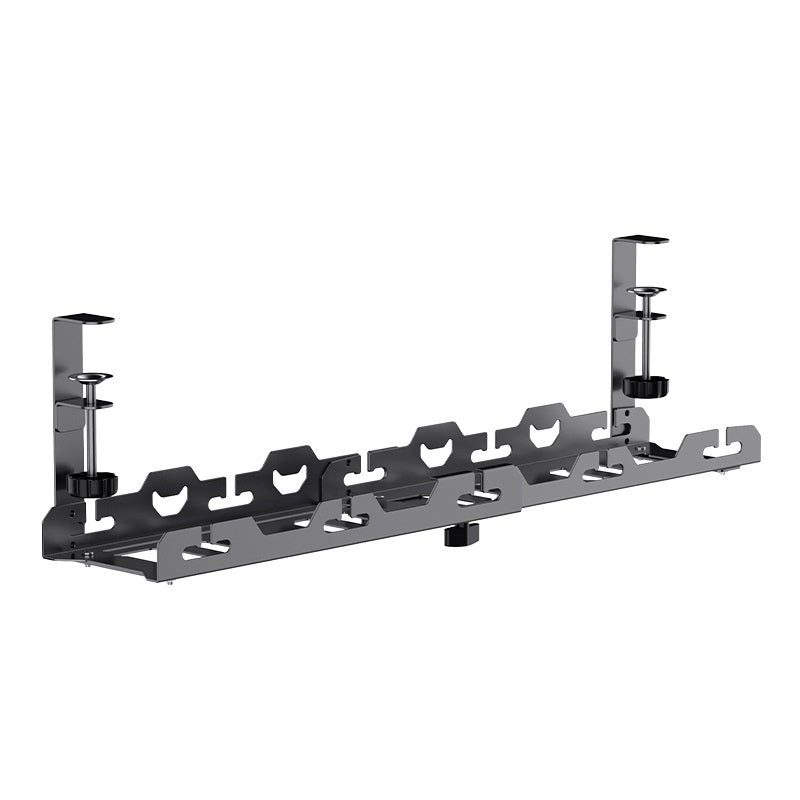 Multi-purpose carbon steel under desk cable management rack, featuring single and double layer options, punch-free, retractable design for organizing wires, cords, and cables in home and office settings, perfect as a unique and innovative kitchen gadget must-have for home decor2