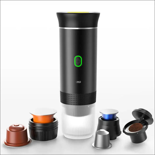 Portable Black Coffee Maker with Capsules in the 3-in-1 Portable Espresso Maker