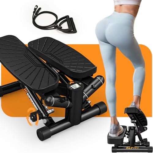 ACFITI Steppers for Exercise at Home,Adjustable Resistance Mini Stepper with Resistance Bands,Stair Stepper with 350lbs Loading Capacity,Twist Stepper Portable Exercise Equipment for Full Body Workout