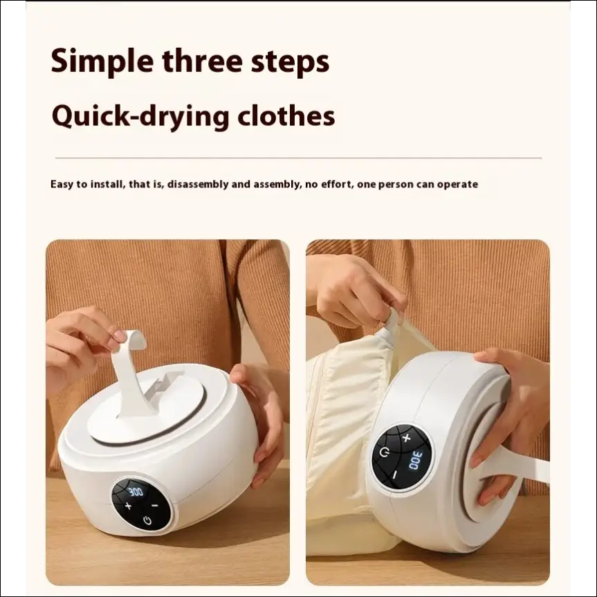 Portable clothes dryer AirFlow Dryer Deluxe with top-mounted convection drying and wavy hanging hooks