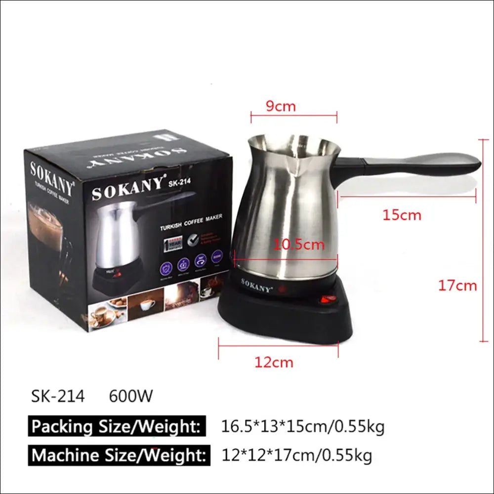 Turkish coffee maker dimensions for BrewMaster Espresso in stainless steel design