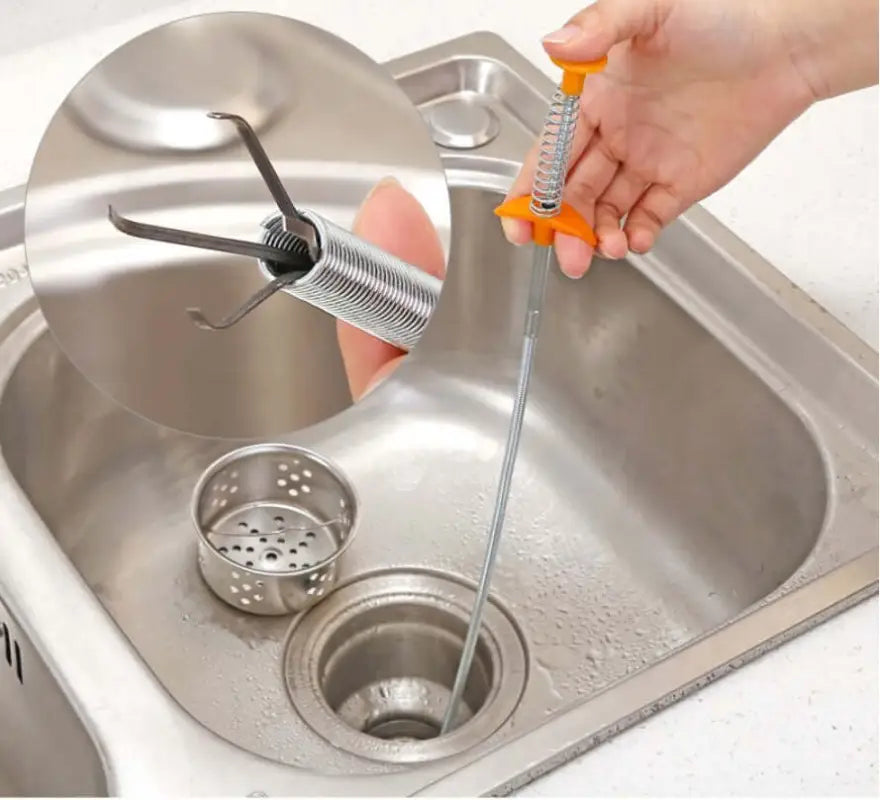 Household Hair Cleaner Drain Clog Remover - Efficient Kitchen Sink Spring Pipe Dredging Tool