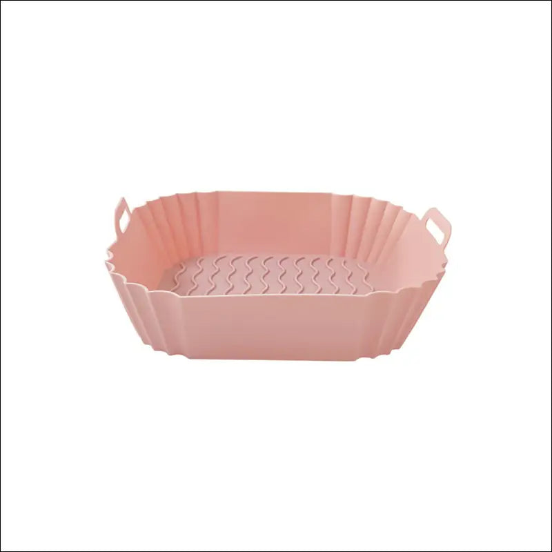 Pink plastic basket with scalloped edge, ideal for the Square Silicone Air Fryer tray