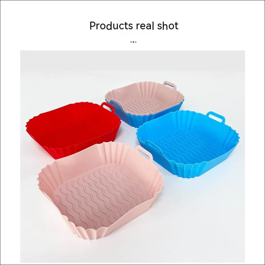 Colorful plastic serving trays with wavy textures ideal for Square Silicone Air Fryer use