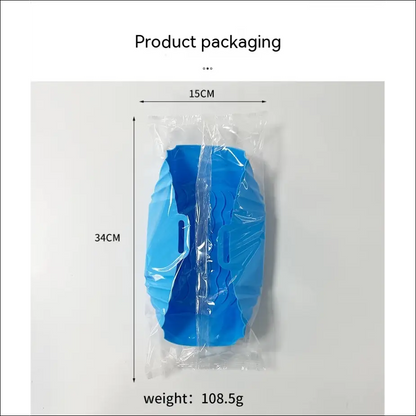 Blue plastic water bottle sealed in clear packaging for Square Silicone Air Fryer Tray