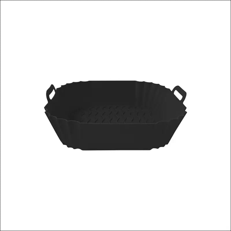 Black cast iron roasting pan with handles for the Square Silicone Air Fryer Tray